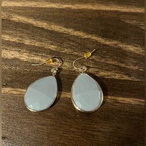 Grey and Gold Tear Drop Earrings